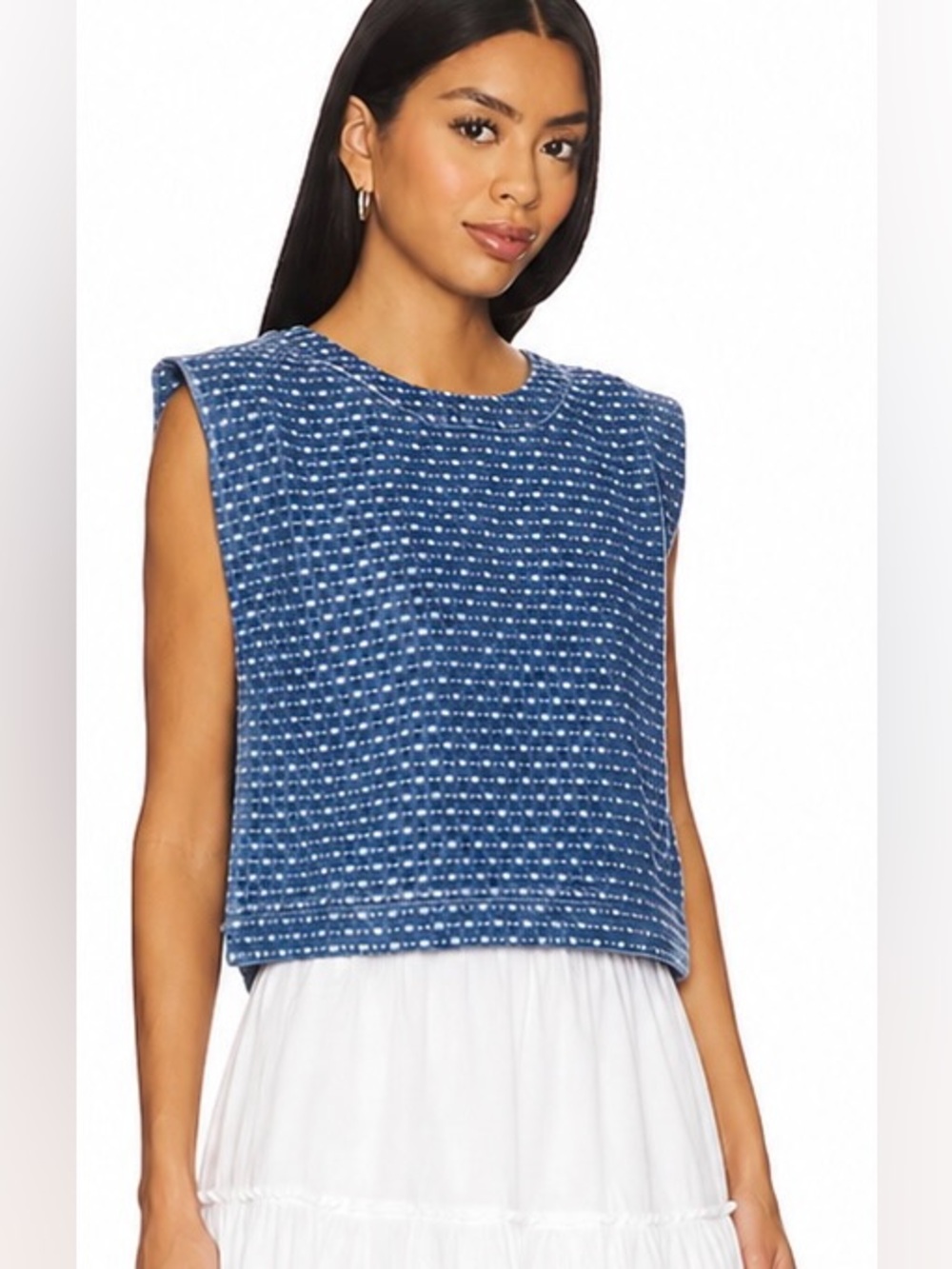 Favorite Daughter Blue Patterned Cropped Tank Top